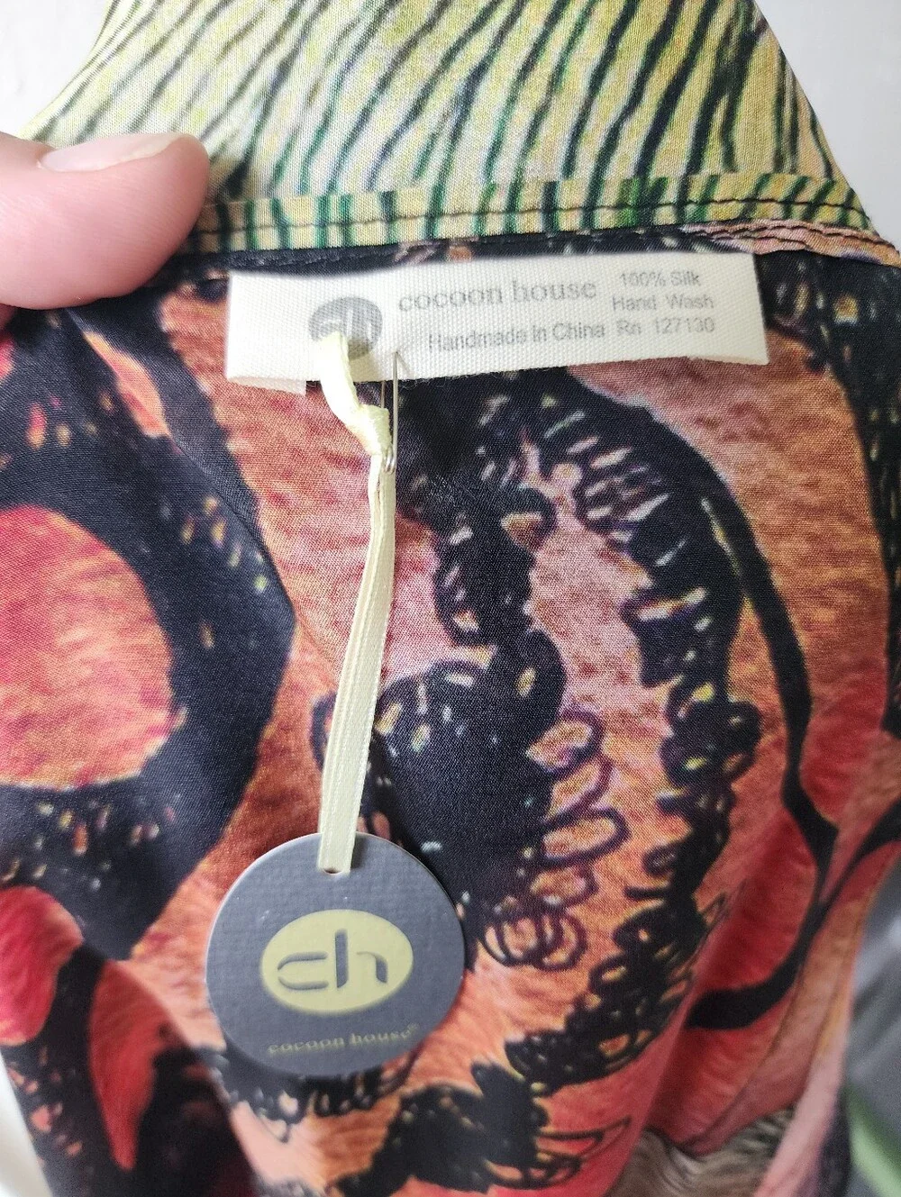 New Cocoon House Scarf Artsy Handmade 100% Silk Poncho Multi-Color Printed O/S